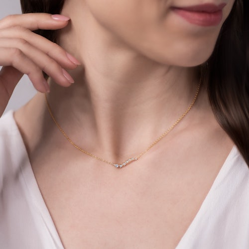 Naszyjnik Savicki: srebrny pozłacany, cyrkonie